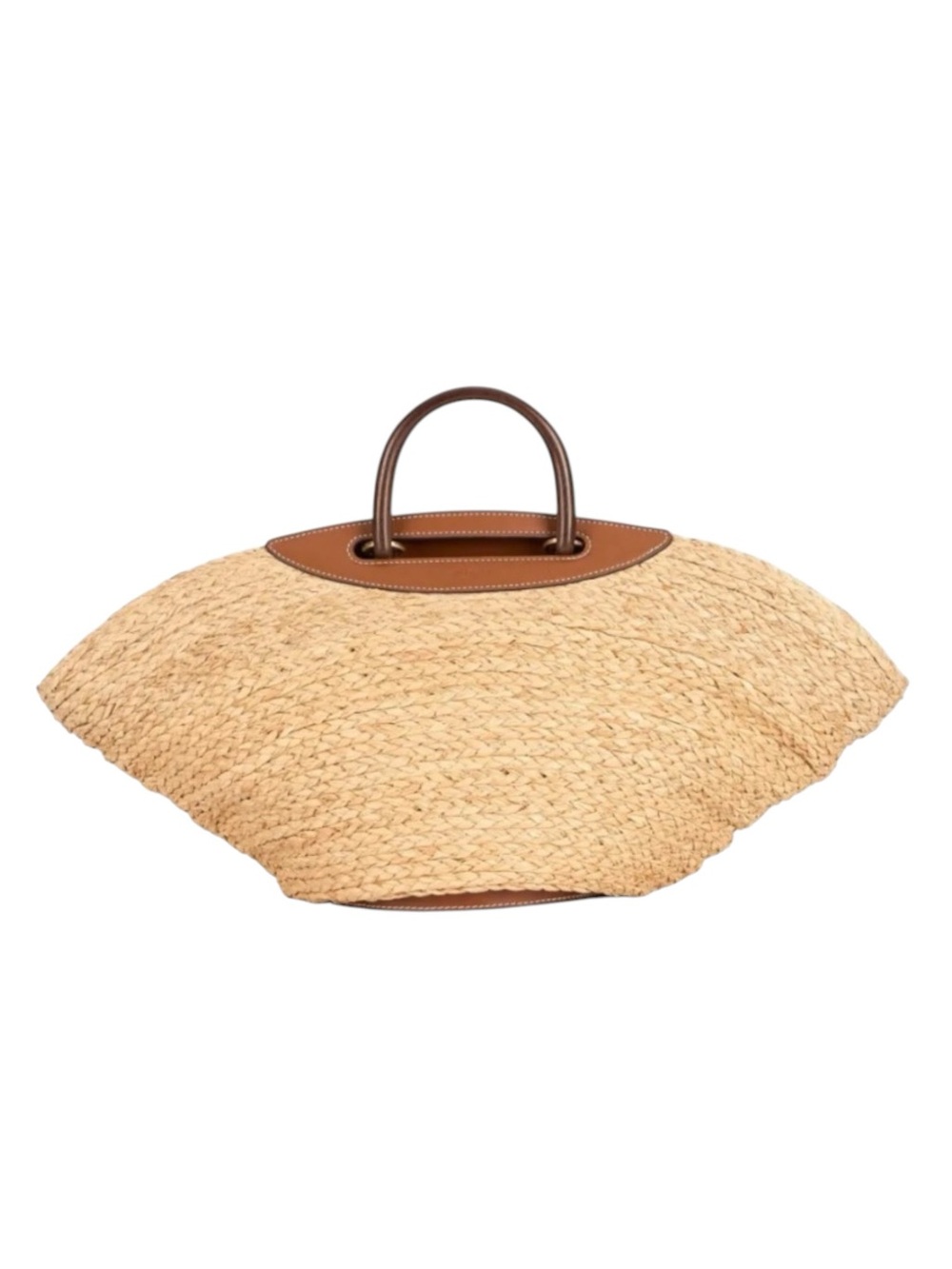 NWT Cult Gaia Wanda Tote Natural Straw Brown Leather Long Strap Beach Elegant - Picture 6 of 15